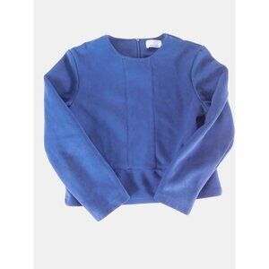 Blue Violet Blouse Juniors 14 Blue Long Sleeve Stretch Round Neck Top Basic